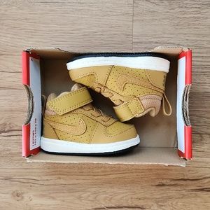 Toddler size 2C Nike Court Borough Mid - color wheat